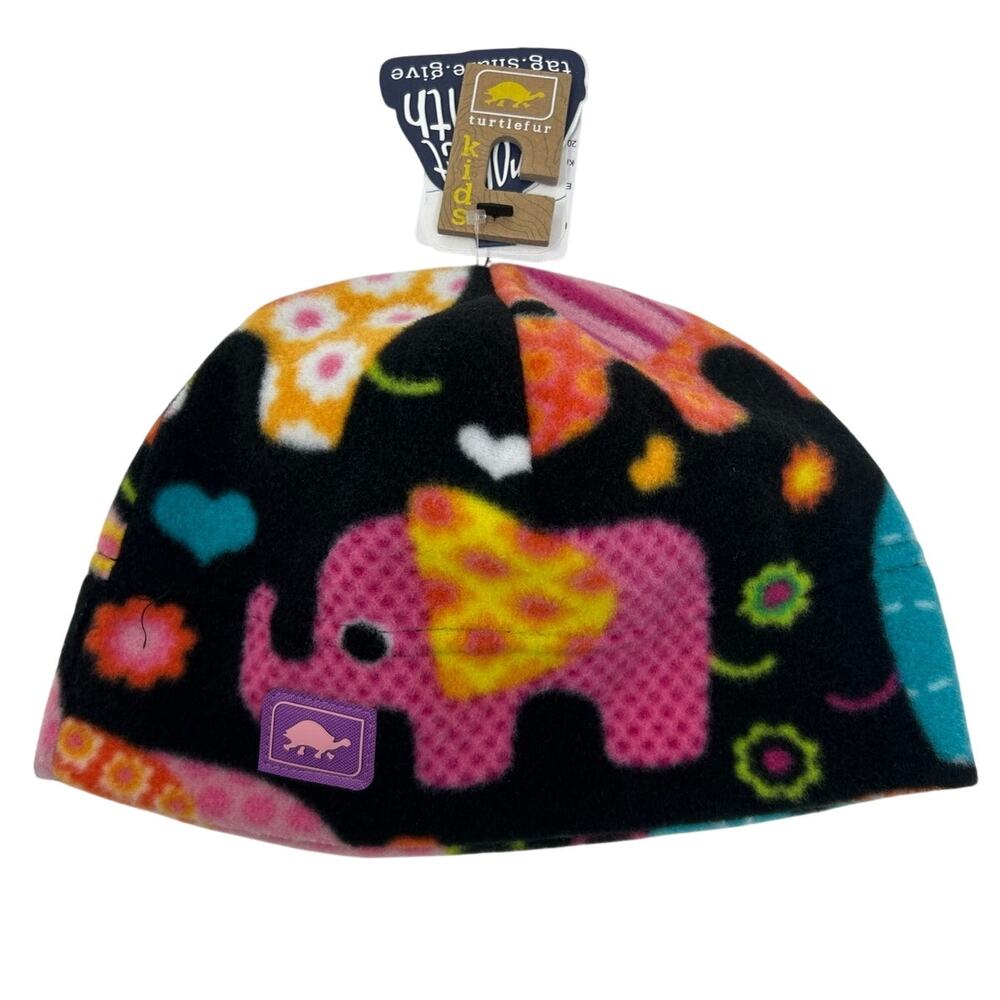 Turtle Fur Kids Playful Print Fleece Beanie - Elephant NWT Age 3-6